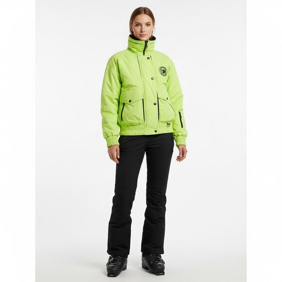 Vingtage Tyrolia by Head Ski Snow Jacket Coat Neon Green Black Size 4 EUC - Picture 1 of 10